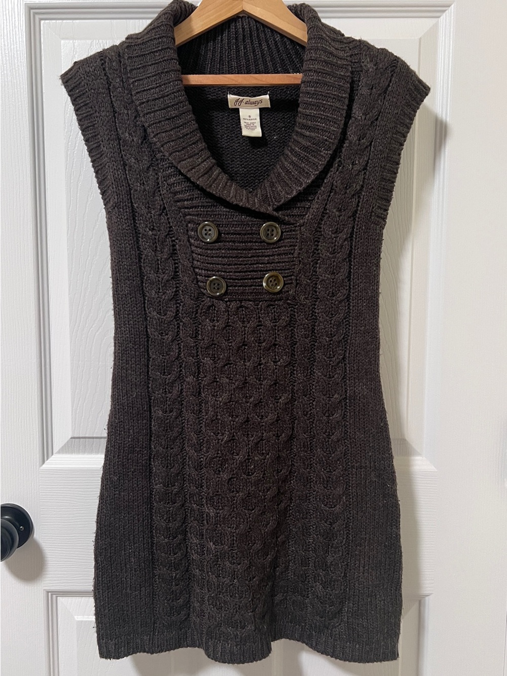 Dark Brown Cable-Knit Sleeveless Sweater Dress By JJ Always